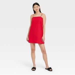 NWT Red linen mini dress